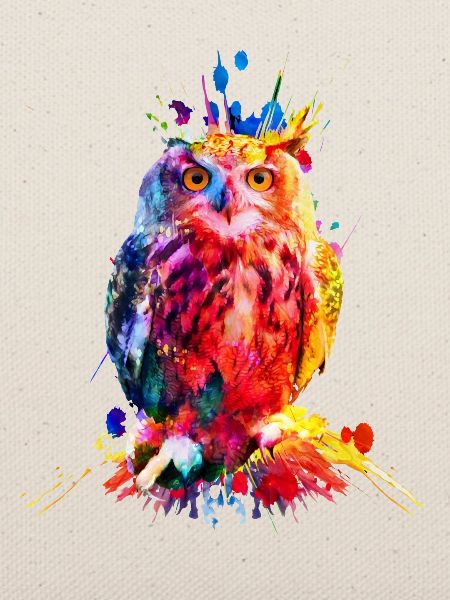 Bunte Eule, Aquarell
