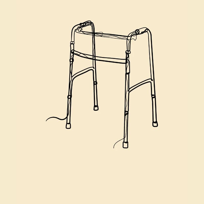 Déambulateur Pensionné - one line drawing