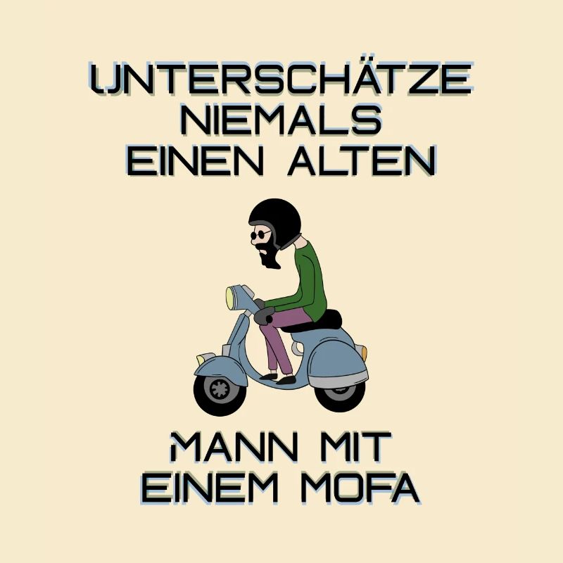 alter mann mit mofa Motorroller