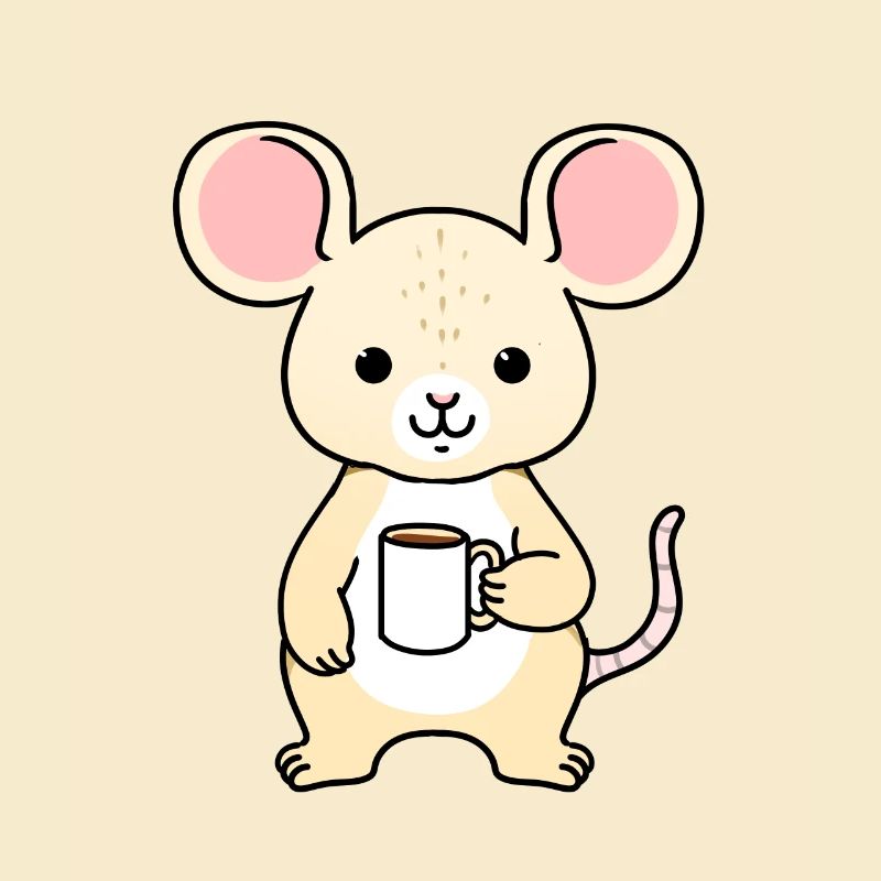 Maus trinkt Kaffee