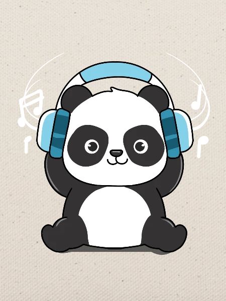 Panda mit Kopfhörer
