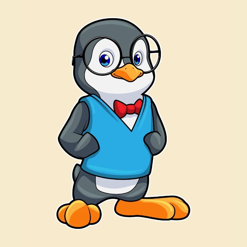 Penguin as a nerd with glasses