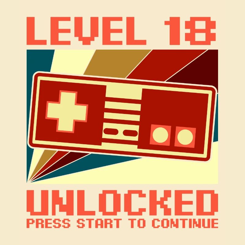 LEVEL 18 UNLOCKED 18 Geburtstag Gamer Controller