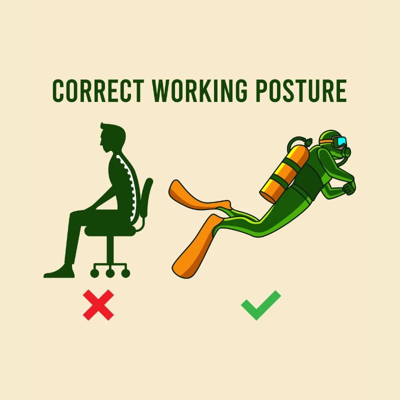 Proper working posture diver office diving