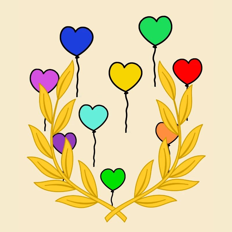 Lorbeerkranz Luftballons Sieg Sieger Gewinner
