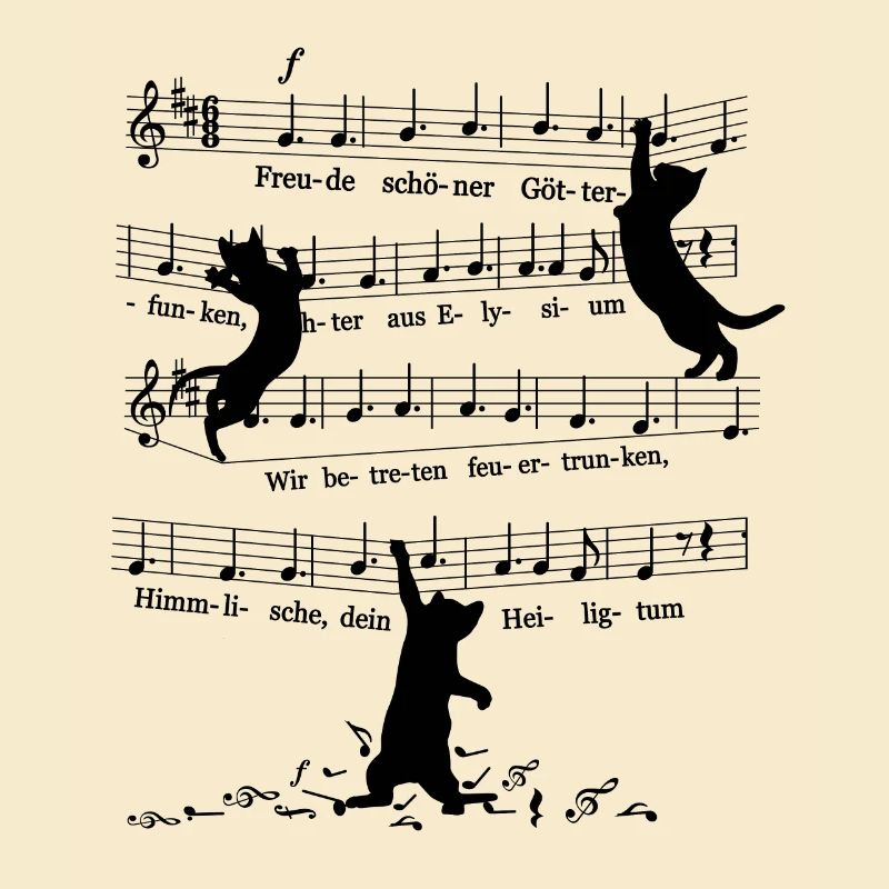 Cheeky Kitten Cats Beethoven 9th Symphony Notes