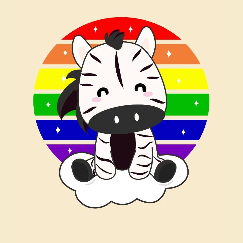 Zebra on rainbow cloud magical animals