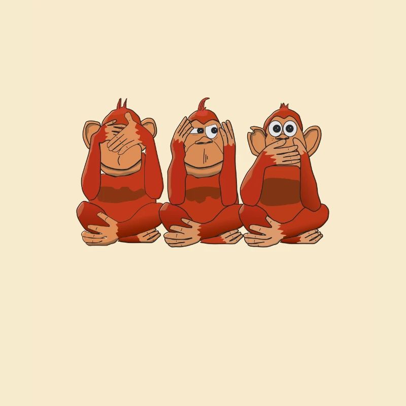 Three monkeys hear nothing see nothing say nothing