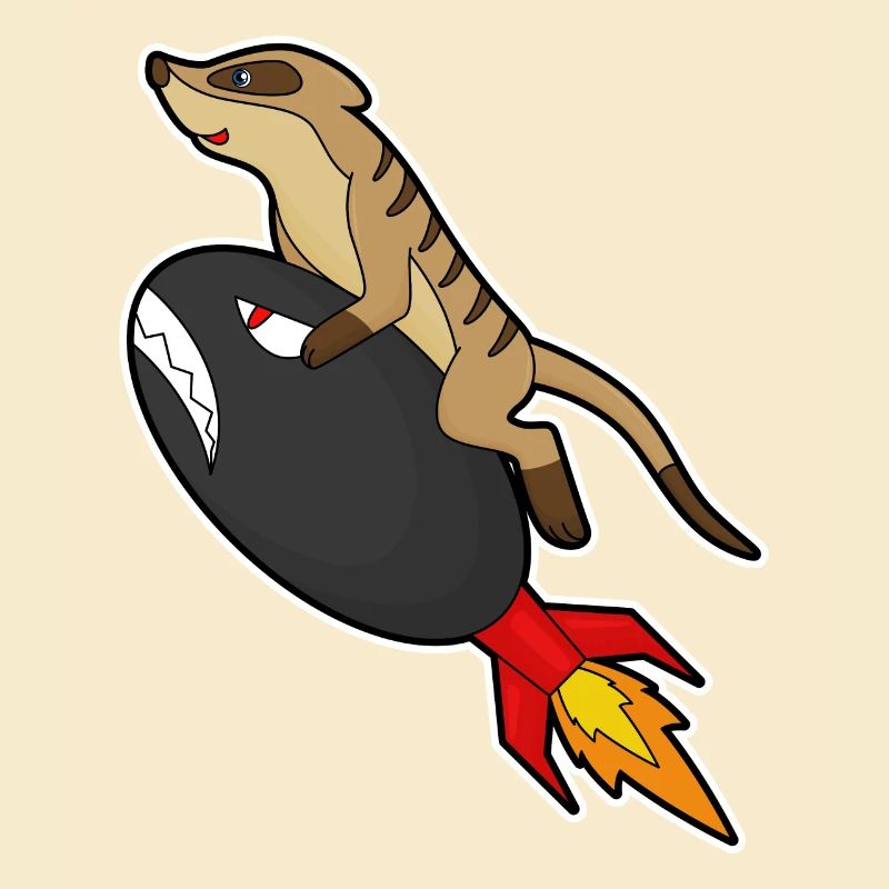 Meerkats flying with rocket