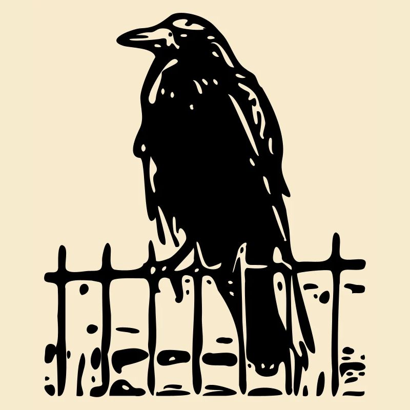 Oiseau corbeau sur la clôture (1c)