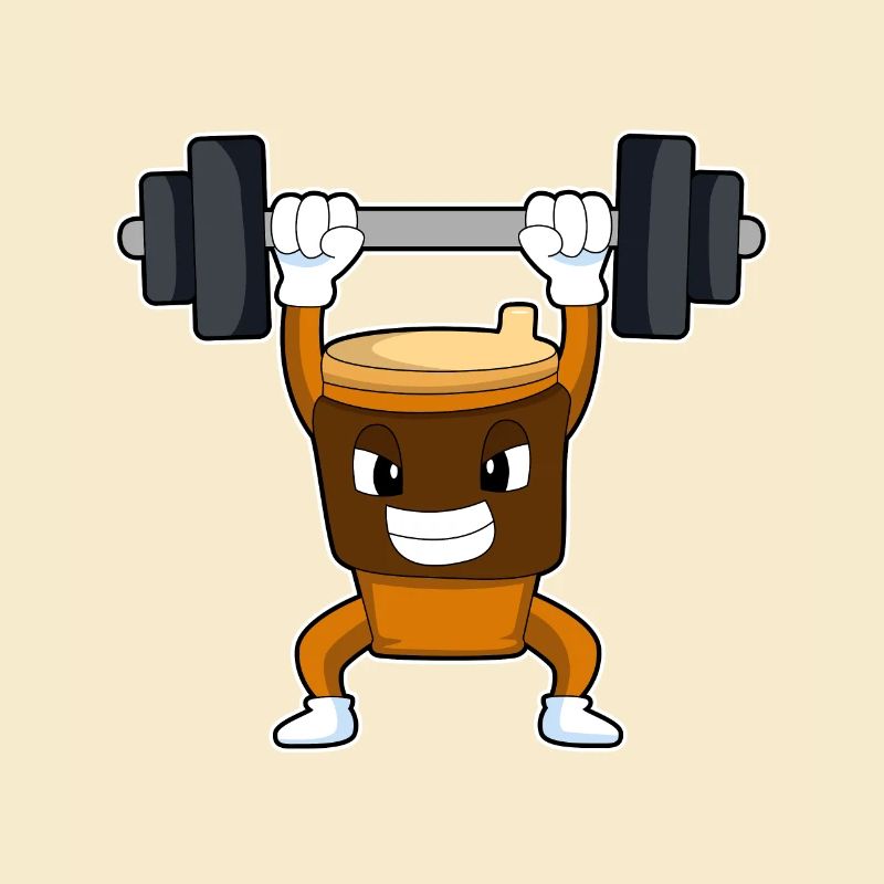 Coffee during strength training with barbell