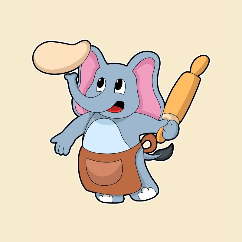 Elefant Bäcker Nudelholz Backen