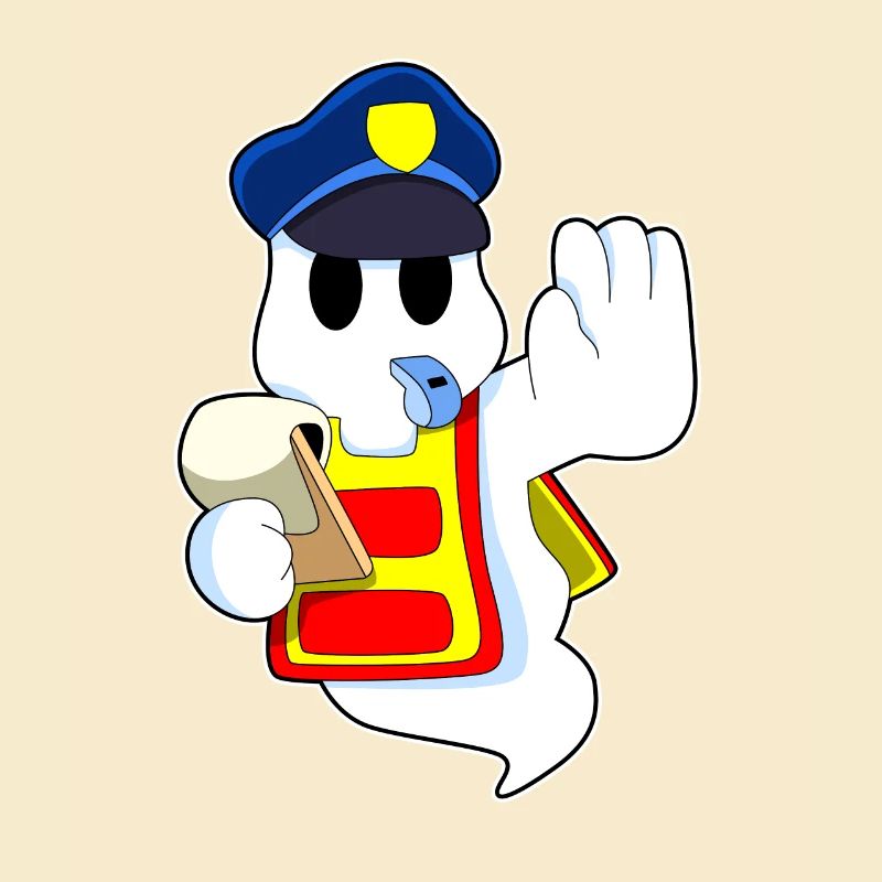 Ghost as a policeman with a pipe