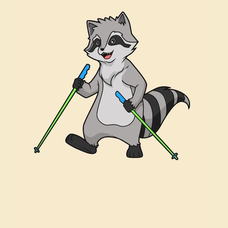 Nordic Walking Comic Waschbär