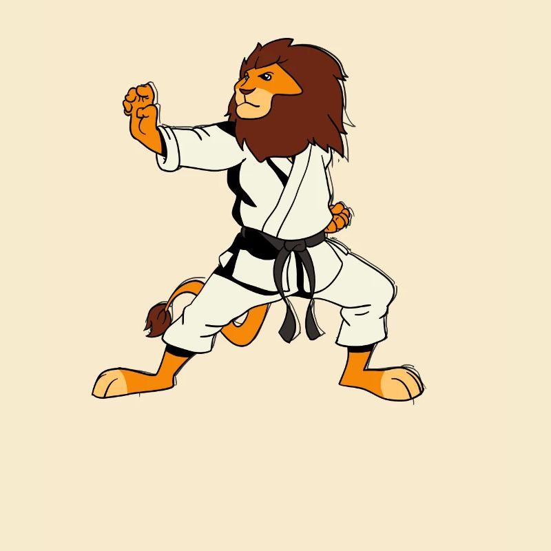Comic Lion Makes Karate