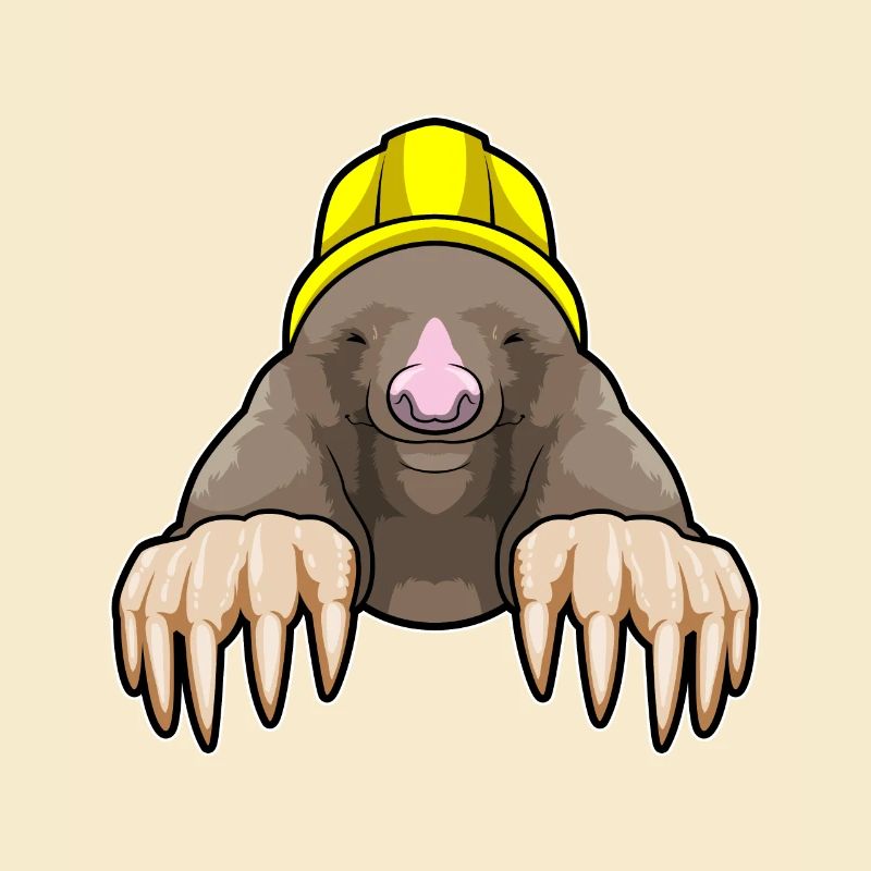 Mole as a miner with helmet