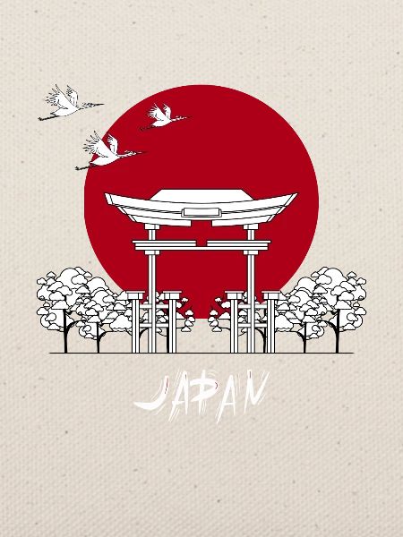Japan Sonne Kranich Tempel