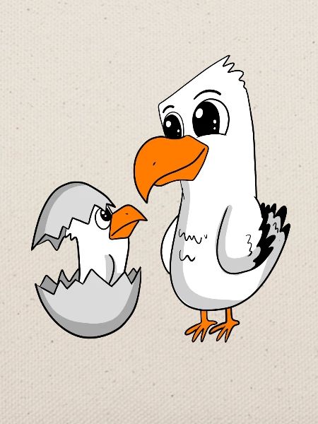 Möwe mit Baby Möwe