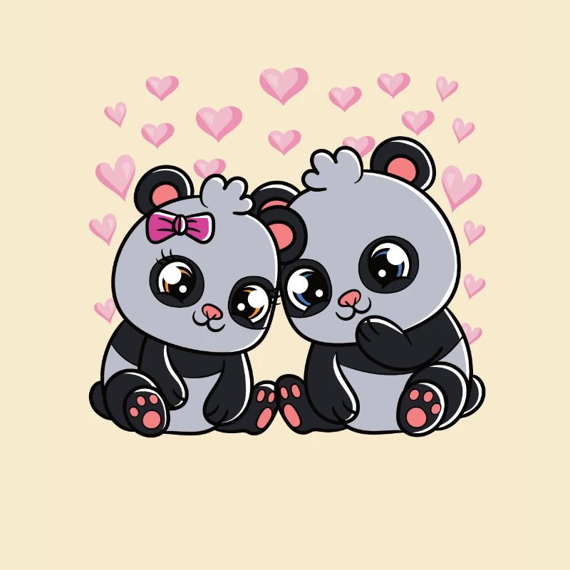 Mignon Panda Bears Saint-Valentin