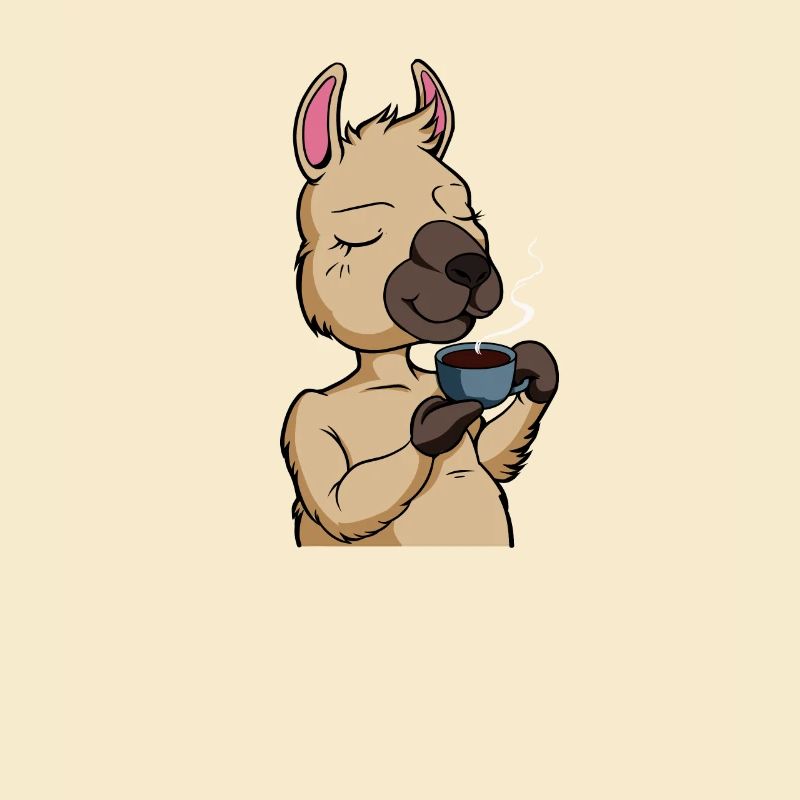 Lama drinks coffee - coffee drinker