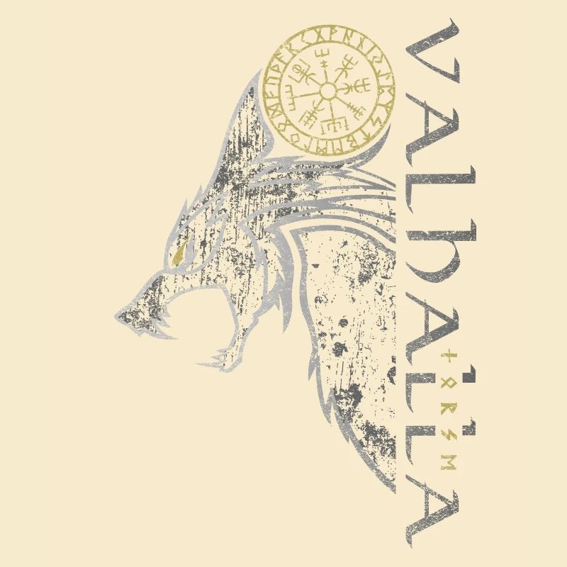 Valhalla Wolf Vegvisir Wikinger Runenkompass