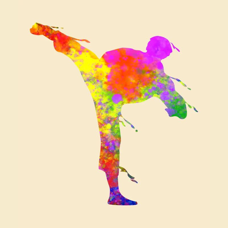 Tae Kwon Do Karaté Silhouette Colorée pour Filles