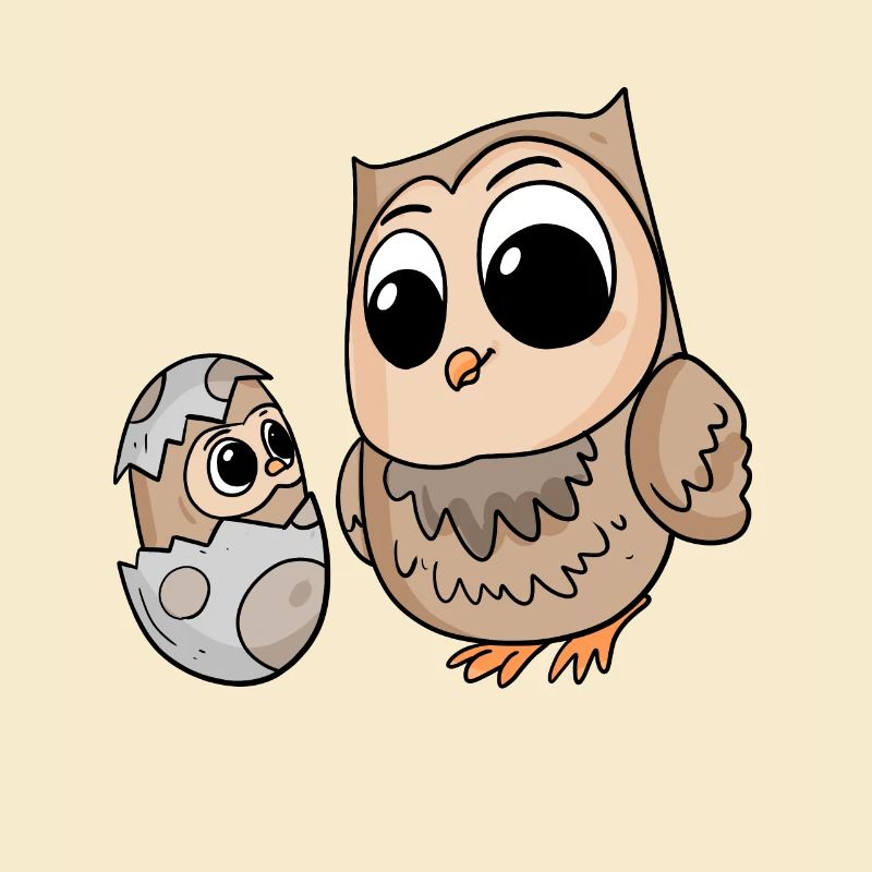 Eule mit Baby Eule