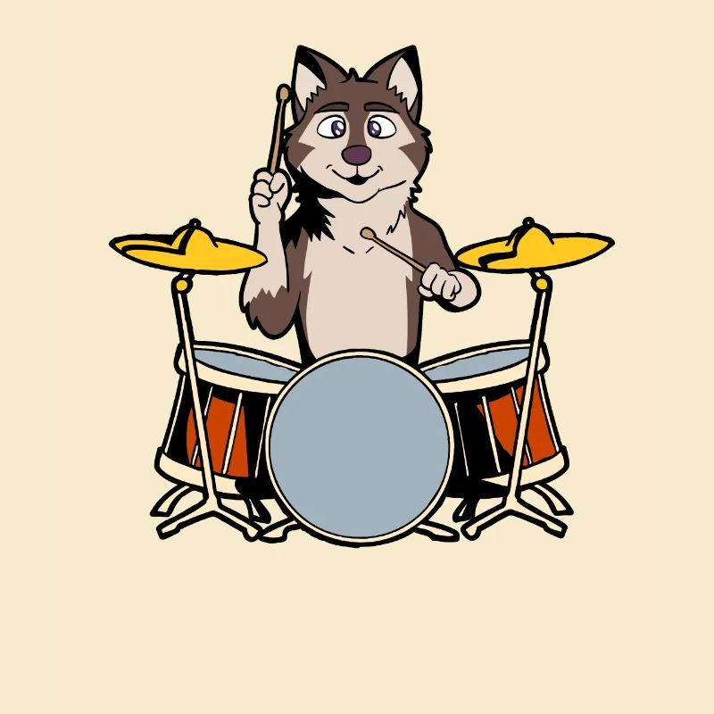 Comic Wolf Drummer