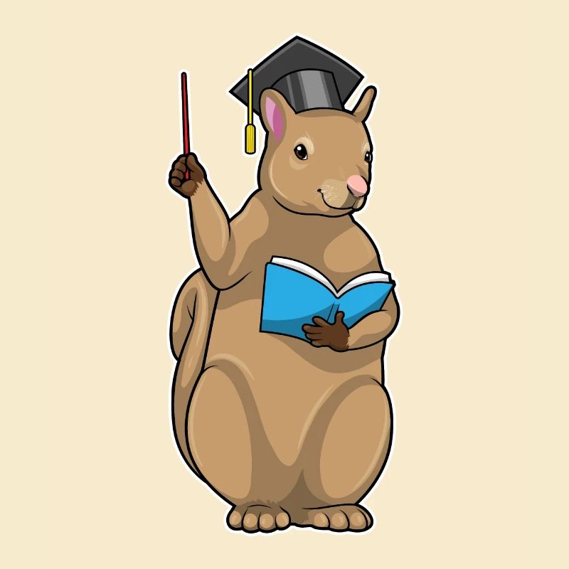 Eichhörnchen als Lehrer mit Buch