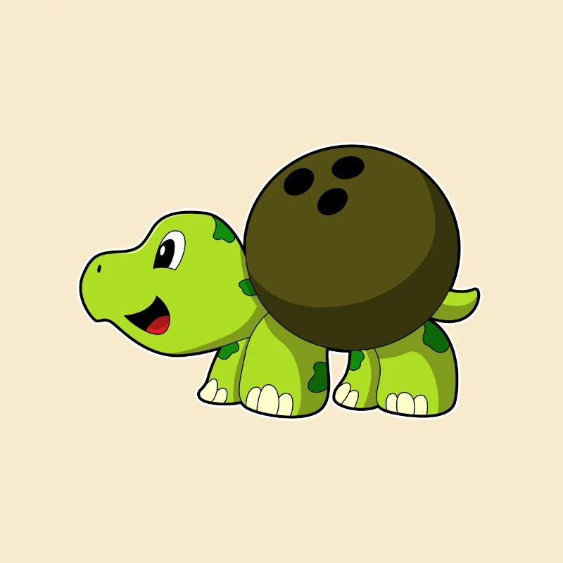 Turtle bowling with bowling ball