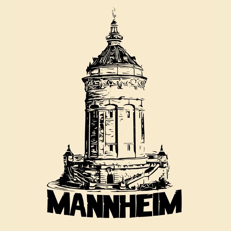 Mannheimer Wasserturm Mannheim schwarz