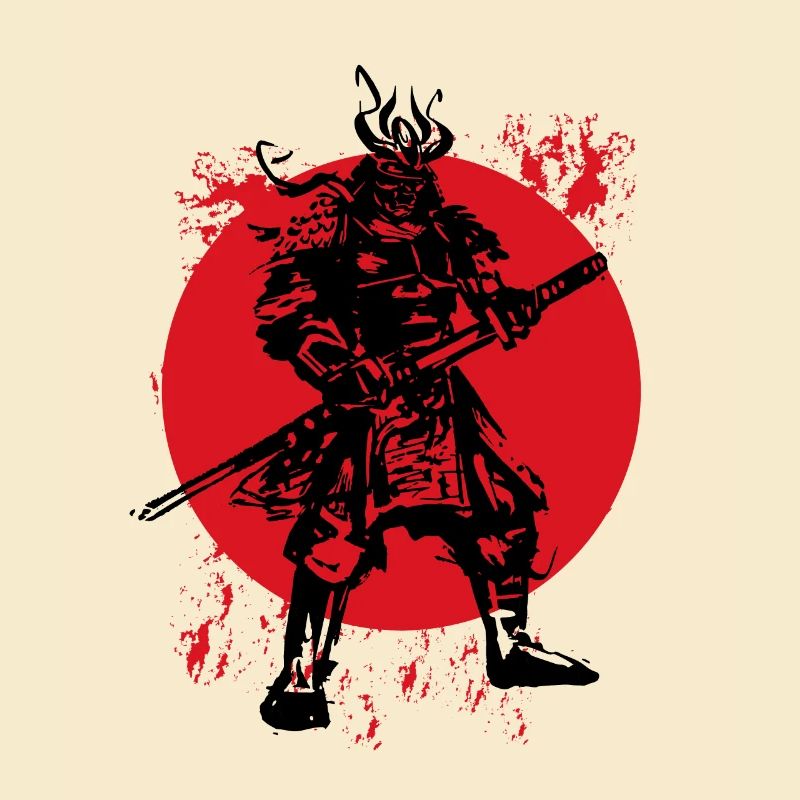 Samurai Japanese Warrior Blood Moon Design