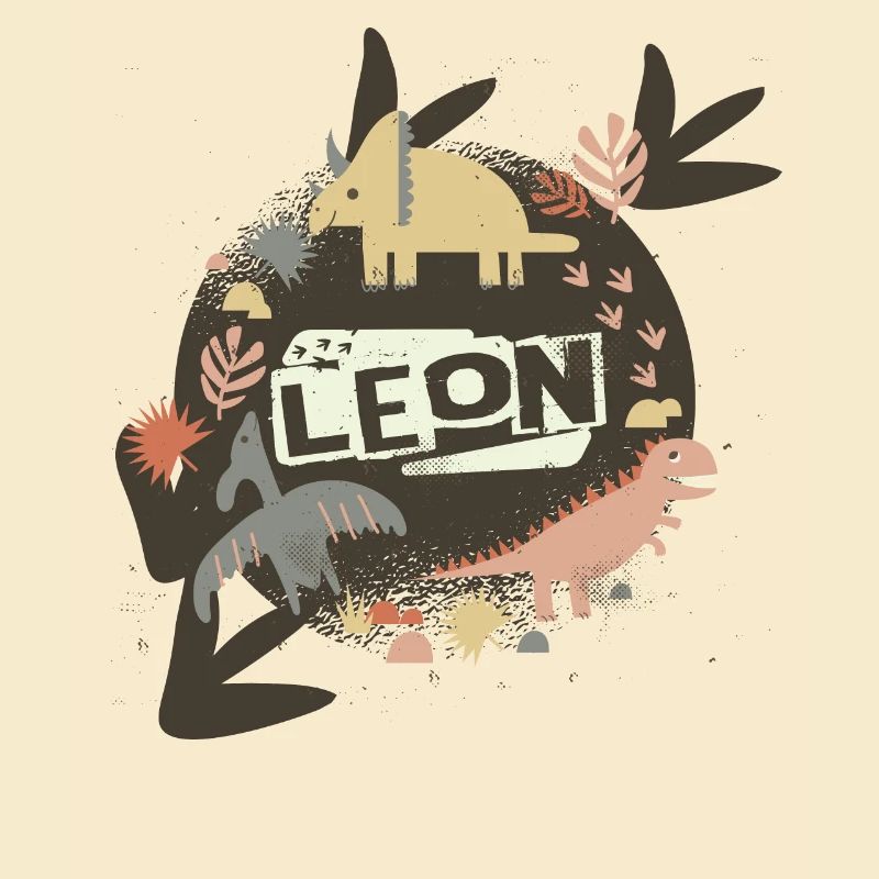 LEON - Beautiful boy name with cute dinosaurs