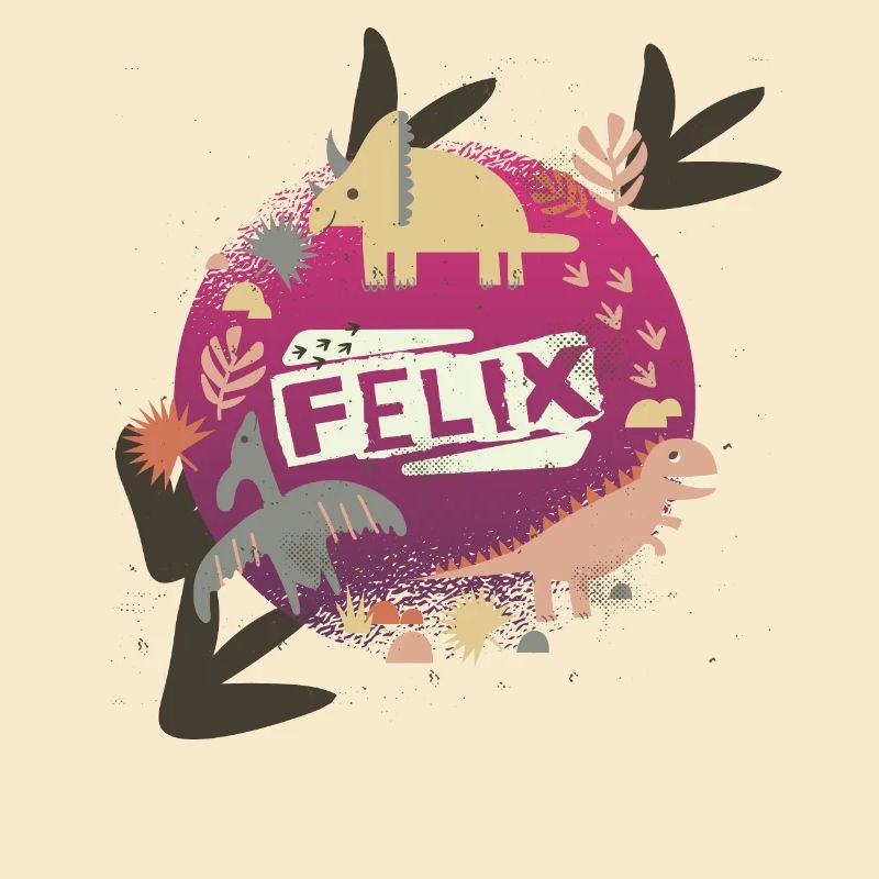 FELIX - Beautiful boy name with cute dinosaurs