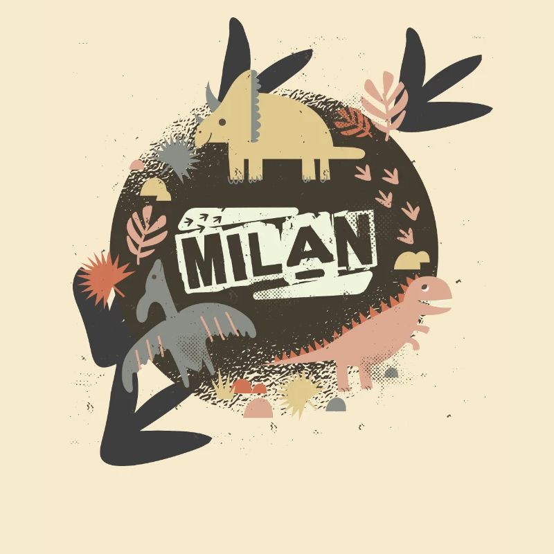 MILAN - Beautiful boy name with cute dinosaurs