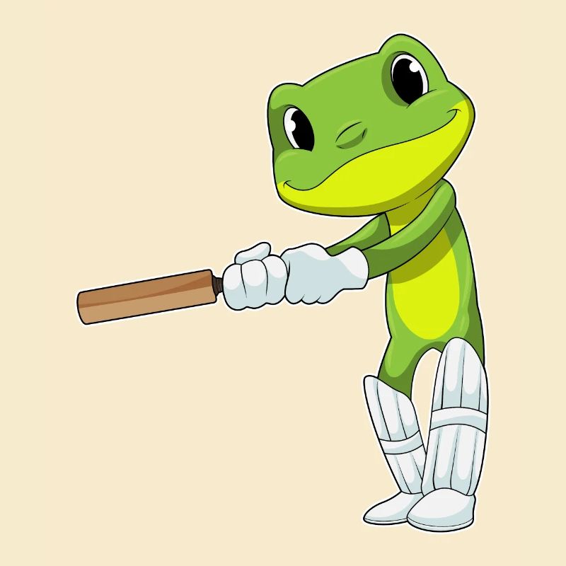 Cricket de grenouille avec batte de cricket