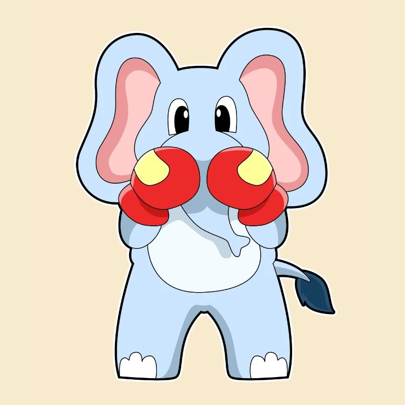 Boxe éléphant avec des gants de boxe