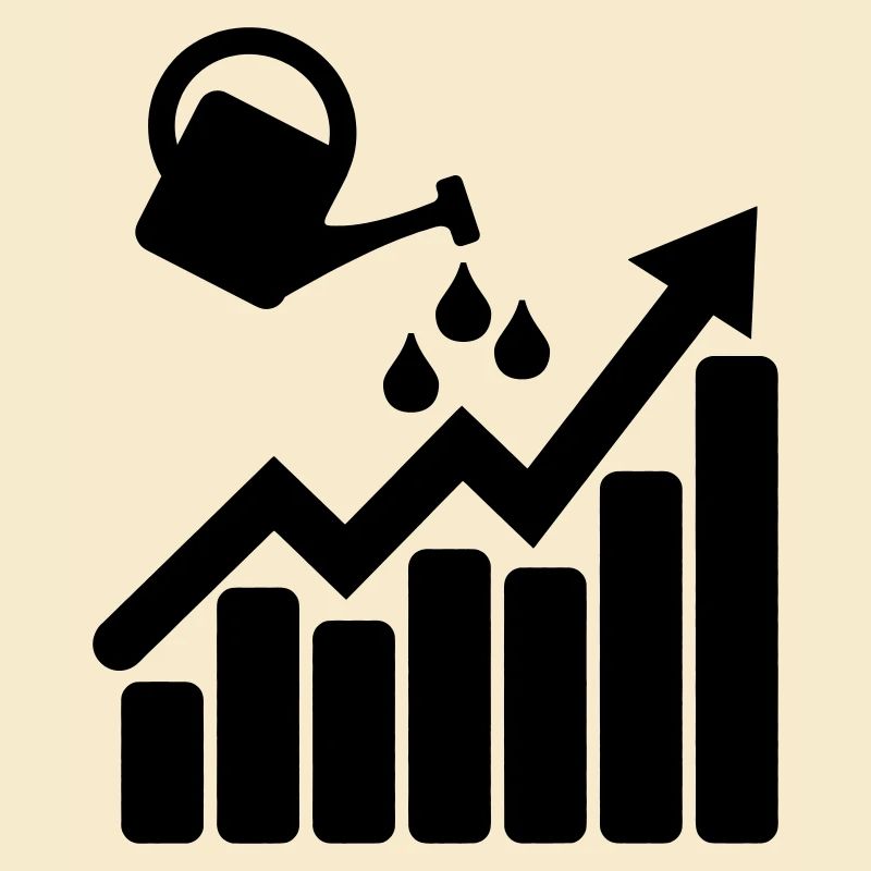 Chart with watering can makes it grow