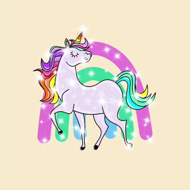 sparkling unicorn with rainbow
