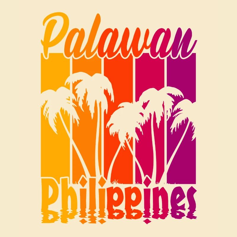 Vintage Palawan Philippines Coucher de soleil