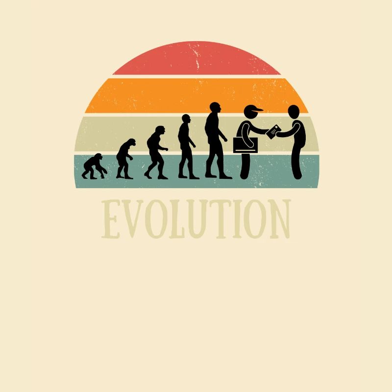 evolution vintage postman humor mail man