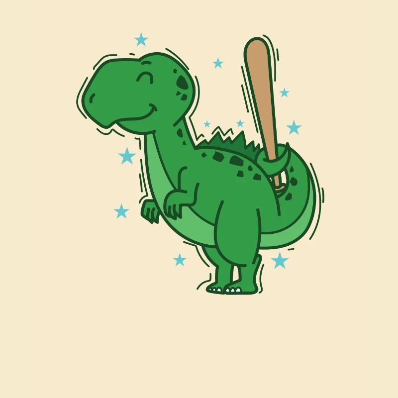 Dino beim Baseball Dinosaurier Reptil
