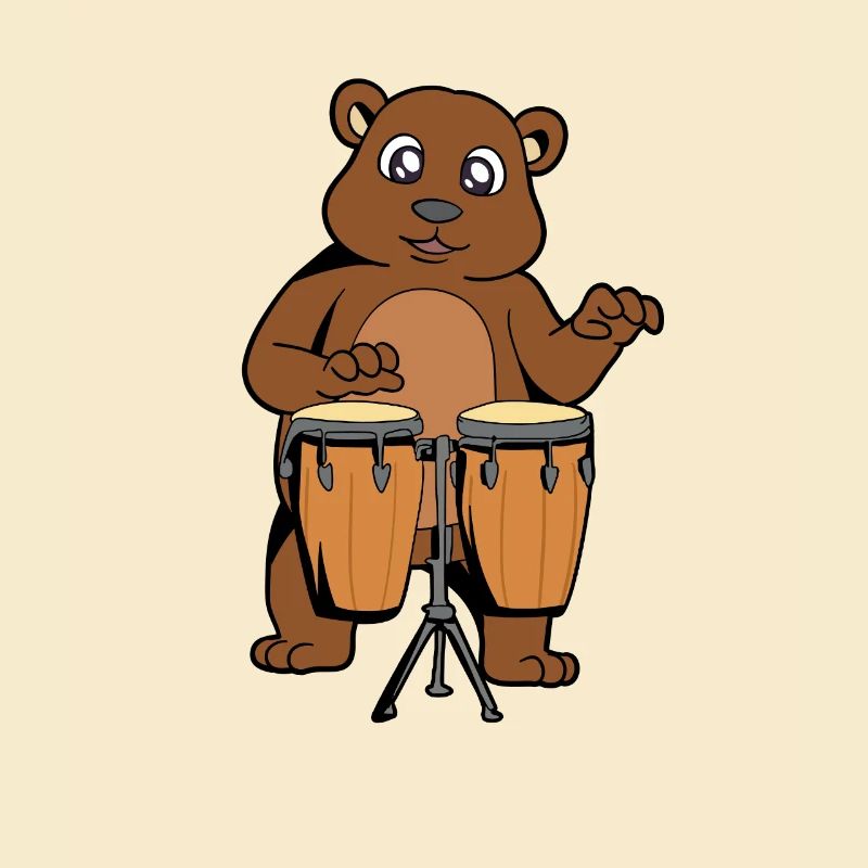 Comic Bär spielt Percussion