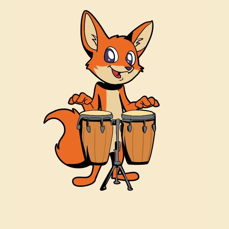 Comic Fuchs spielt Percussion