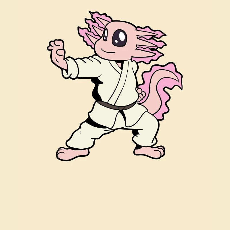 Comic Axolotl makes karate