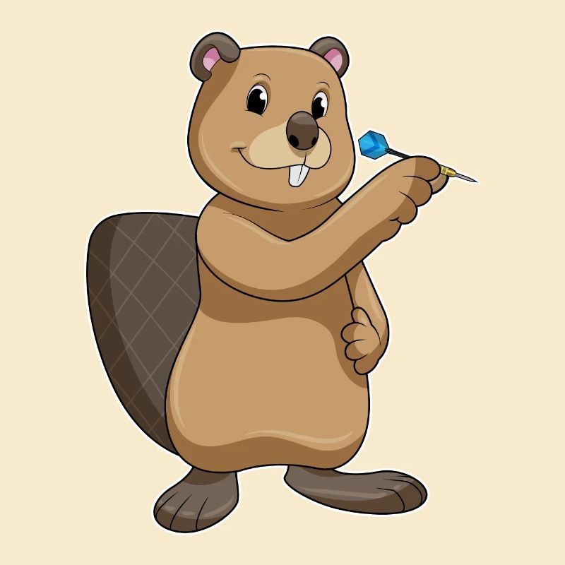 Biber beim Dart mit Dartpfeil