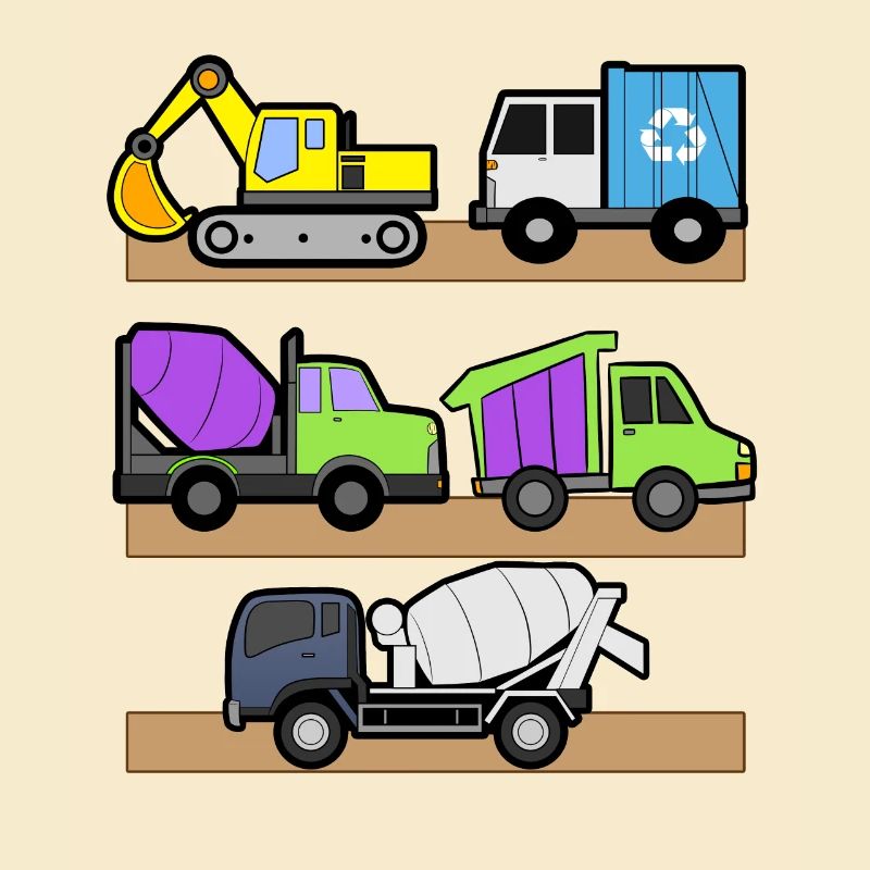 Excavator Construction Site Construction Worker Construction Truck I Gift