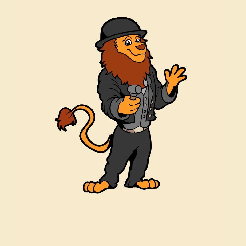 Comic Löwe als Zimmermann