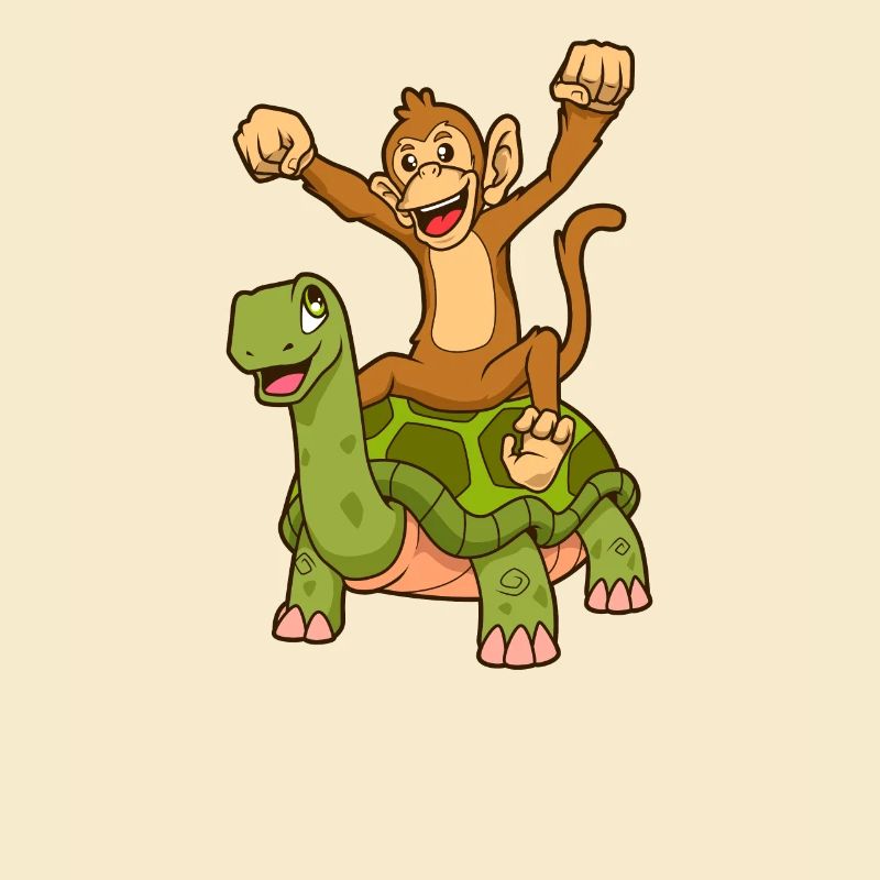 Comic - Monkey sits on turtle