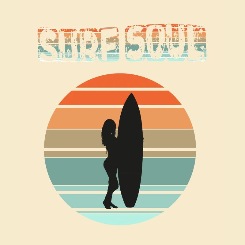 Surfer silhouette with sunset